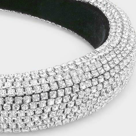 Silver Clear Bling Crystal Headband Hair Piece - Picture 2 of 2